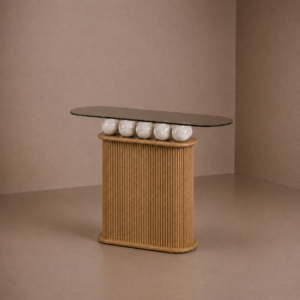 SPHERE-CONSOLE-VERRE FUMÉ
